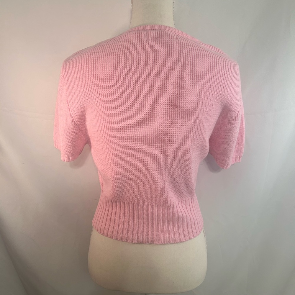 Double Zero Pink Ribbed Knit Crop Sweater Top Scoop Neck Large NWOT - Picture 2 of 4